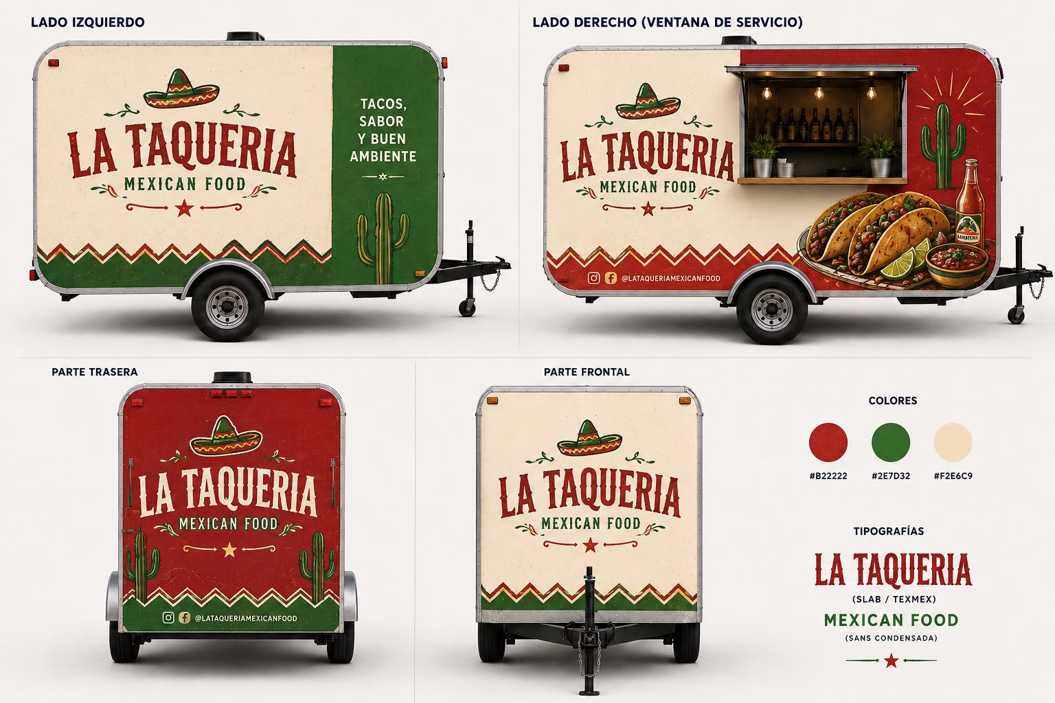 Diseño de rotulado para remolque La Taquería Mexican Food